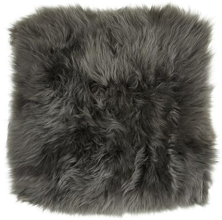 -LUXOR- living Sitzkissen Stuhl Echtfell, Flauschige Sitzauflage, Stuhlkissen, Lammfell Sitzkissen, Fell für Stühle, 34 x 34 cm Schwarz, 1 Kissen