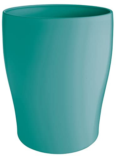 mDesign poubelle bureau ronde – poubelle salle de bain, bureau et cuisine compacte & spacieuse – corbeille à papier élégante en métal – couleur turquoise