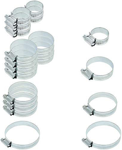 com-four® 21-teiliges Schlauchschellen-Set, Schlauchklemmen in verschiedenen Größen, Spannbreite 12-70 mm, Bandbreite 10mm, 13 mm (21-teilig - Schellenset)