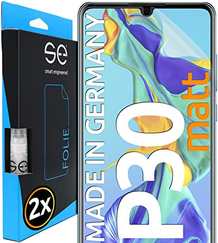 smart engineered 2X se® 3D SCHUTZFOLIE Entspiegelt für Huawei P30,Anti-Staub, 100% Fingerabdruck & FaceID kompatibel, einfache blasenfreie Installation, Ultra-Klar, Stoß-Kratzfest, aus Deutschland