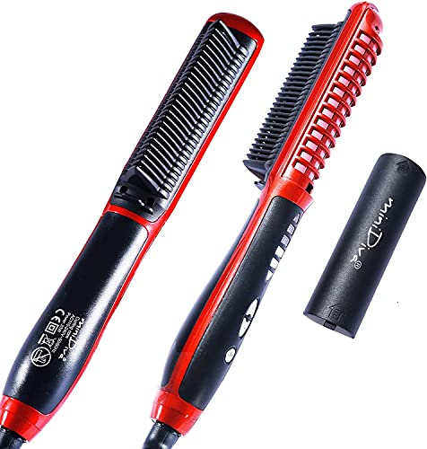Minidiva Haarglättungsbürste, Technologie Glätteisen Schnell, Heizung Haarpflege Anti Verbrühung Glattes Haar Styling (Weiß, Rot)
