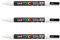 POSCA Mitsubishi Pencil - 3 Marqueurs Blanc PC3M - Pointe Conique fine - Marqueur Peinture à Base d'Eau - Tout Support, Papier, Textile, Verre, Galet