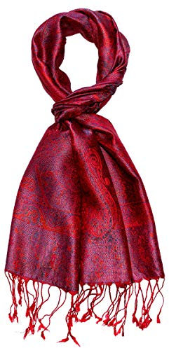 Lorenzo Cana Herren Schal 100% Seide gewebtes Paisleymuster Rot Blau - 781851133