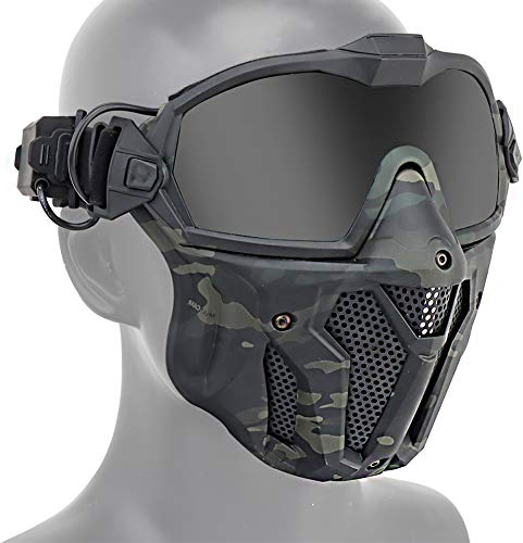YCYR Taktischer Schnellhelm, Anti-Beschlag-Fächersystem, abnehmbare Schutzmaske und Brille, Kombinationsset für Airsoft, Paintball, CS Spiel, BCP Maskenbrille