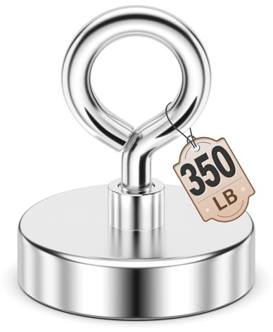 FINDMAG Strong Magnet, 350 LBS Fishing Magnet 2 Inch Neodymium Rare Earth Magnets with Lifting Eye Bolt, Heavy Duty High Power Magnets for Item Retrieval, Security Tags Removal Tool