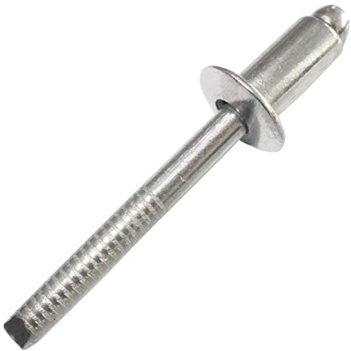 AERZETIX - C48310 - Lot de 10 Rivets aveugles standard Ø6.4x12mm à tête plate en acier inox A2 - DIN 7337 A- rivet pop à rupture de tige