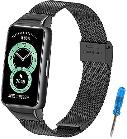 SenMore Huawei Band 6 Edelstahl Armband, Metallband kompatibel mit Huawei Band 6 Ersatzband