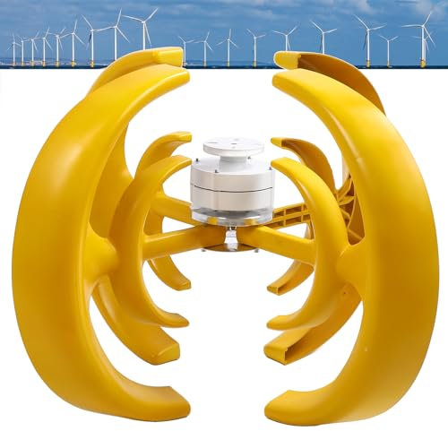 Generatore Eolico Ad Assi Verticali Eujgoov, Set di Turbine Eoliche a Lanterna a 4 Pale da 1200 W con Controller per Sistema Solare Eolico Ibrido(48V)