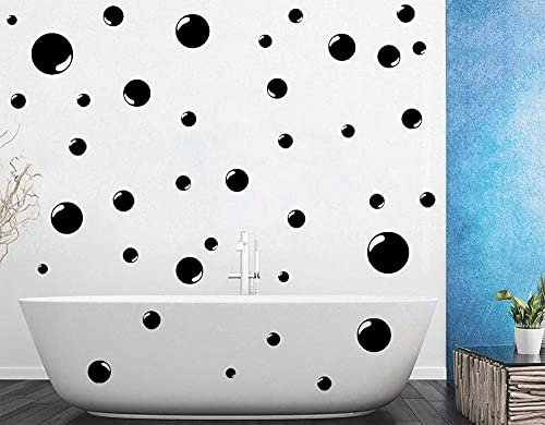 38 Bubbles Vinyl Sticker Decals Sheet Bathroom Tile Wall Art Home Car Sticker Room Bathroom Wall Glass Bubble Stickers (Black)