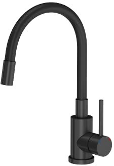 VBChome Sehr Schwarz Spültischarmatur Flexibel 360°drehbar Strahlregler Edelstahl Küche Wasserhahn Küchenarmatur Einhebel Spültischbatterie Spüle Mischbatterie Kalt-warm Farbe: Schwarz