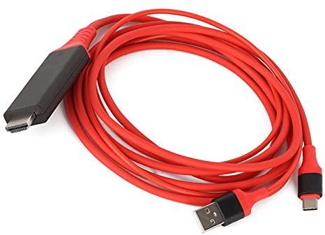 Cavo Adattatore da Tipo C a HDMI, 6 Piedi 4K X 2K 1080P USB 3.1 Cavo Adattatore da Tipo C a HDMI Compatibile con Telefono Cellulare (rosso)