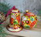 Exklusiver Weihnachtsschmuck Set Holz - Christbaumkugel und Glöckchen 6.5 cm Handbemalte Weihnachtskugel lässt sich öffnen, Traditionelles Petrykiwka- Kunsthandwerk, Old World Christbaumschmuck