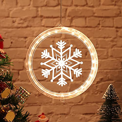 Weihnachtsbeleuchtung im Fenster, LED-Weihnachtsbeleuchtung im Innenbereich, batteriebetrieben, 3D-Weihnachtsbeleuchtung im Freien, für Hochzeit Gartenparty Home Schlafzimmer (Schneeflocke, 24cm)
