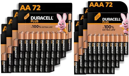 Duracell Plus AA & AAA Batteries (Combo pack of 144) - Alkaline 1.5V - Up To 100% Extra Life - Reliability For Everyday Devices - 0% Plastic Packaging - 10 Year Storage - LR6/LR03 MN1500/MN2400