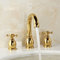 Retrò 2-Handle Rubinetto Bagno Lavabo Caldo e Freddo Multifunzione Ottone Rubinetto per Lavabo Tre Fori Rubinetto di Mescolanza,Oro