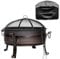 Dellonda Deluxe 2-in-1 Outdoor Fire Pit & Coffee Table, Antique Bronze Effect with Water Resistant Drawstring Cover - DG237