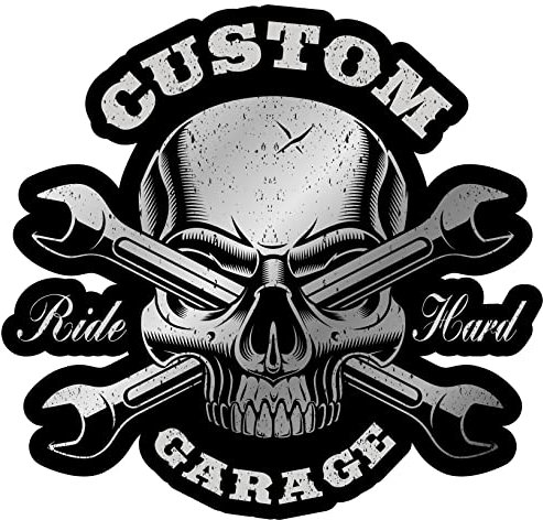 Samunshi Custom Garage Ride Hard Aufkleber Autoaufkleber für Motorrad Fahrrad Roller oder Auto Sticker Chopper Hot Rod Bopper Enduro Motocross Rockabilly Vint (50x48cm Custom Garage Ride Hard)