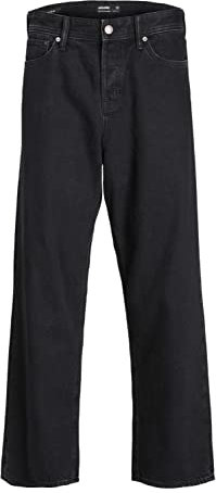 JACK & JONES Herren Jeans Schwarz Baggy Fit Alex ORIGINAL SBD 306 – Stonewashed Denim mit Knopfleiste und weiter Passform