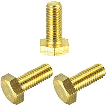 sourcing map Messing-Sechskantschrauben, M8 x 20 mm, 3 Stück, Vollgewinde, Güteklasse 4,8, massive Messing-Sechskantschraube, Maschinenschrauben für Maschinen