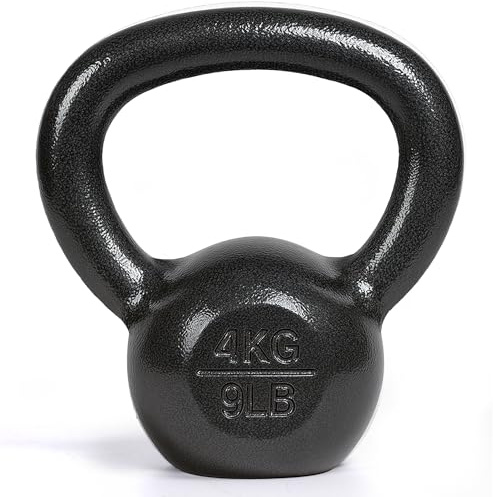 unycos - Kettlebell 4 kg - Kugelhantel aus Gusseisen mit Strapazierfähiger Beschichtung - Breiter und Weicher Griff - für Krafttraining, Muskelaufbau, Bodybuilding und Fitness - Home Gym