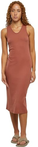 Urban Classics Damen Kleid Ladies Midi Sleeveless Rib Dress Terracotta 4XL
