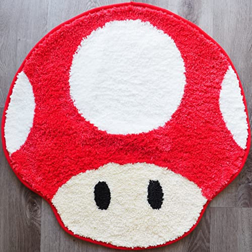 Evovee Ladybug Teppich, niedliches Badezimmer-Dekor, lustiger Pilz-Badematte, Duschvorleger, flippig, Schlafzimmer, ästhetisch, lustig, rund, adrett, cool, Wohnung, College, Neuheit, waschbar,