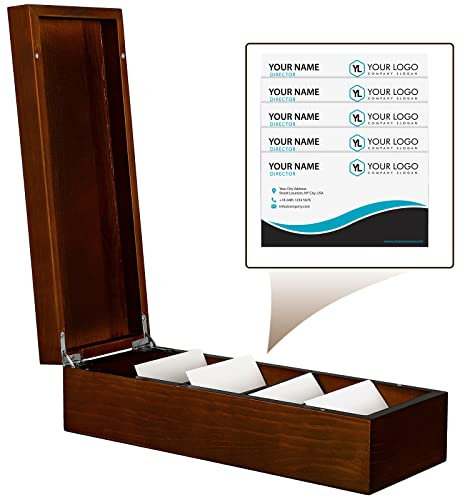 Hoteam 5.6x8.9 cm Karteikartenhalter Holz Karteikartenbox mit 5 Fächern, Karteikarten-Organizer, Visitenkarten-Organizer, Visitenkartenetui, Business, Klassenzimmer