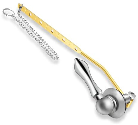 Boltigen Universal Front Angle Mount Toilet Handle, Chrome Finish Toilet Tank Flush Handle Lever, Toilet Trip Lever Handle Replacement Kit with 1pc Stainless Steel Flapper Chain