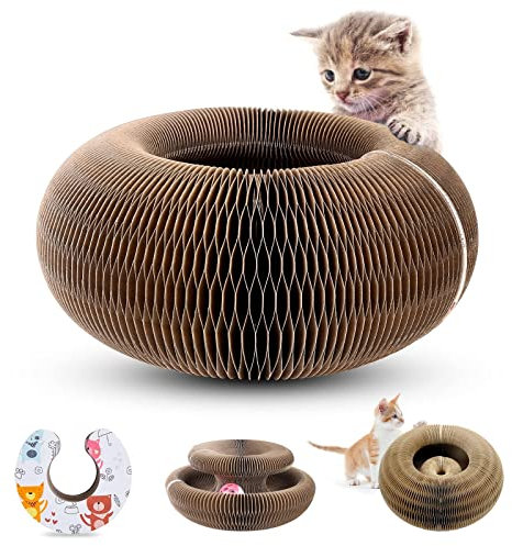 Vegena Tabla de Rascar para Gatos de Interior Con Alfombrilla de Cartón y Campana - Juguete para Mascotas