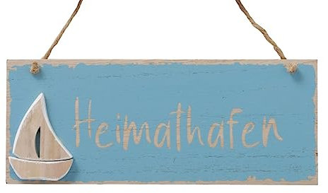 Holzschild Heimathafen 25x10cm Schild blau braun n980 Hänger Holz Boot Anker maritime Deko Anhänger Türdeko Türkranz Holzkranz Holzobjekt Heimat Zuhause Dekoration Ostsee Nordsee