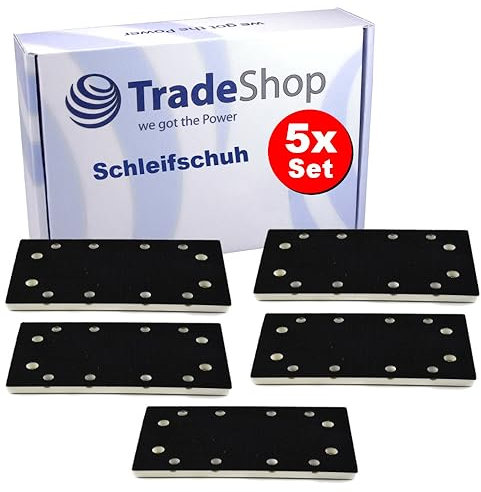 5x Trade-Shop Schleifschuh Schleifplatte Schleifpad 93 x 175 mm kompatibel mit Festool Rutschern Schwingschleifern wie RS 300 / Aluminium-Grundplatte