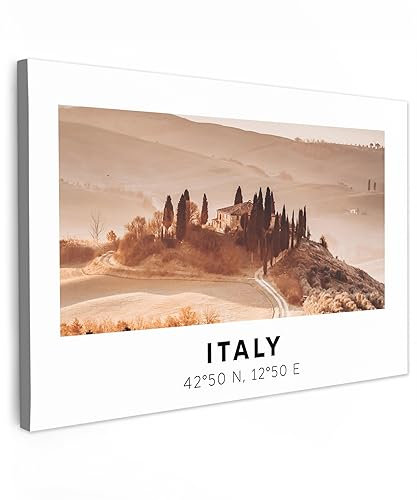 MuchoWow© Leinwand Groß 120x80 cm XXL Deko Schlafzimmer Aesthetic Leinwandbilder Wohnzimmer Gemälde Foto Geschenk Living Room Decoration Italien - Toskana - Bäume