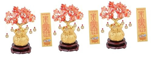 Garneck 3 Stück Geldbaum-Kristallfigur Bonsai-Statue Weihnachtsschmuck Akzente Für Zuhause Dekoration Autodekoration Geldbaum-Dekoration Kristallbaum-Display Bonsai-Baum-Zubehör
