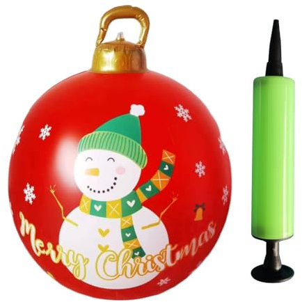 60cm Groß Weihnachtskugeln mit Pumpe, Aufblasbar Kugeln Weihnachtsdeko Weihnachten Ball, Wasserdicht Weihnachtskugel Weihnachtsbaum Deko, Geschenk für Kinder Party (Q)