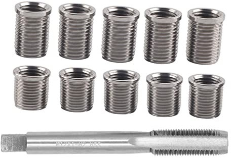 Zündkerzen Reparatur Set, Zündkerzengewinde-Reparaturwerkzeug M10x1.0 Bolzen + M12x1.0 Gewindebohrer Autozubehör Hardware-Kit Gewindereparaturset