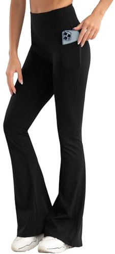 RoomTour Yogahose Damen Flared Leggings High Waisted Pants Workout Bootcut Leggings Lounge Slim Fit Leggings Schwarz S