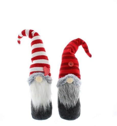 Festive Rot und Weiß Hoch aufrecht Hut Gonks Set von 2