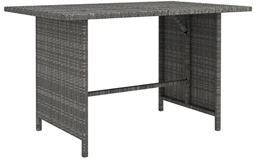 Gecheer Garten Esstisch Gartentisch Terrassentisch Balkontisch Gartenmöbel Tisch Outdoor Außentisch Rattantisch Grau 110x70x65cm Poly Rattan