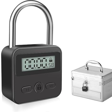 mizikuu Lucchetto Smart, Smart Time Lock con Display LCD Lucchetto di Sicurezza USB Ricaricabile 99 Ore Di Tempo Massimo Per Prevenire Le Cattive Abitudini Lucchetto Digitale, Nero