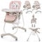 COSTWAY High Chair for Babies and Toddlers, Adjustable & Folding Baby Highchair with Lockable Wheels, Removable Double Trays, 5 Point Harness, Storage Basket (Pink)