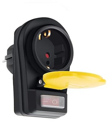 Enchufe exterior con interruptor, adaptador de enchufe exterior con tapa protectora, IP44 impermeable, enchufe para exterior