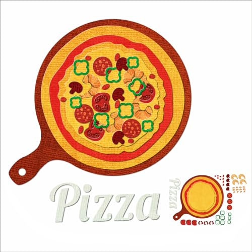 XMZZMX Metall-Stanzformen für Pizza-Lebensmittel, zur Kartenherstellung, Papierpräge-Stanzschablonen-Set, Vorlagen, Aufbewahrungstaschen, Zubehör, Fotorahmen, Album, DIY, Scrapbooking, Schablonen-Sets