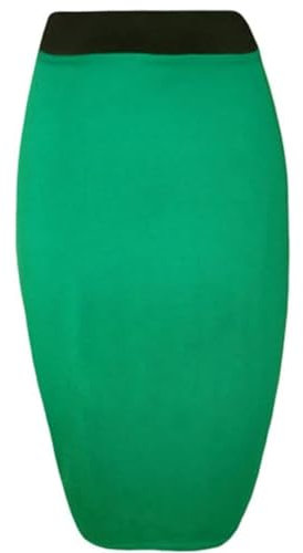 STAR FASHION Women's Plus Size Plain Bodycon Midi Skirt Stretch Office Wear Pencil Wiggle Skirts Jade Green-12-14