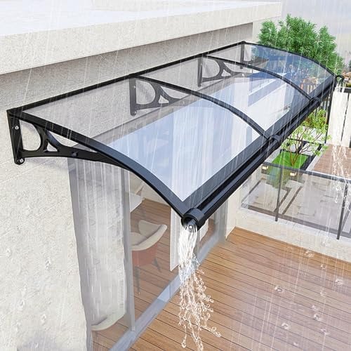 Modern Polycarbonat Haustür Aluminium Vordach, Wetterfest Hauseingang Pultbogenvordach, Extern Polycarbonat Unterstand Vordach, Balkon Überdachung Bogenvordach, UV-Schutz,Regen Schneeschutz ( Size : L
