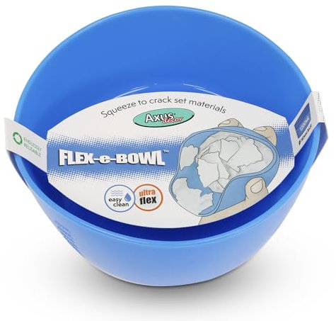 Axus Decor Flex-e-Bowl (Blue Series): Flexible Silicone Bowl, 1200ml - Filler Mixing Bowl with Measuring Markers, Flat Base & Reusable - Extra-Large 180mm Base Diameter for Filler or Adhesive, Blue