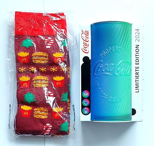 1 Regenbogenglas Österreich 2024 Glas Mc Donalds Gläser Coca C o l a Limitierte Edition 2024 + Bonus 1 paar Socken