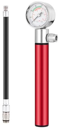 LOVIVER Mini Bike Pump Tyre Pump with Pressure Gauge Air Hand Push Pump Manual Pump Ball Pump Inflator for Kids Bike Football, red