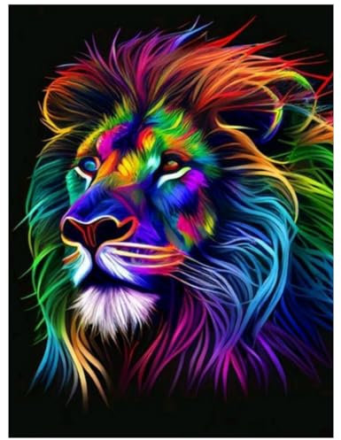 Löwe Diamond Painting Erwachsene, Tiere Diamant Painting Bilder, 5D Diamond Painting Set Löwe, Geeignet als Wanddekoration für Zuhause 30x40cm