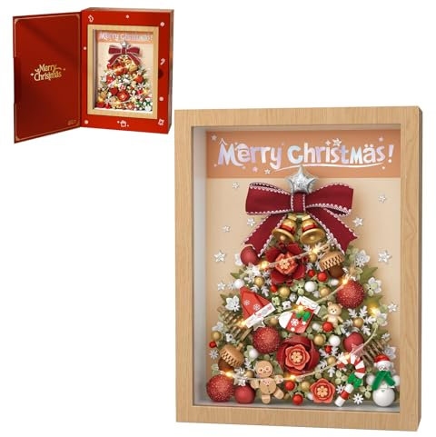 MEIEST Set di blocchi da costruzione con cornice per albero di Natale, set creativo di costruzione natalizia con cornice squisita, giocattoli di mattoni fantasy, decorazione per la casa (rosso)