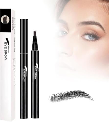 Augenbrauenstift mit 4 Spitzen, wasserdicht, langlebig, Microblading, Augenbrauenstift mit 4 Spitzen, 3D schafft natürlich aussehende Augenbrauen, Augenbrauen, Make-up, Augenbrauenstift, Schwarz